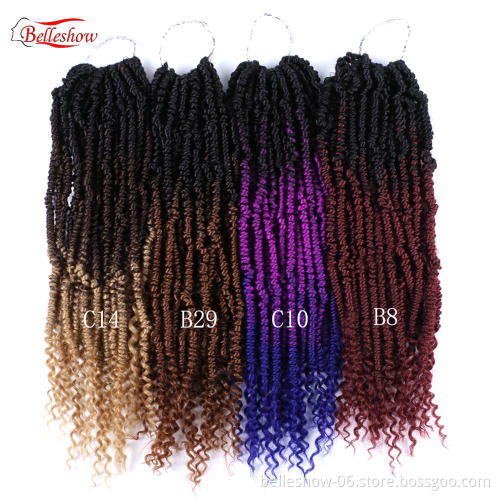 Hot sell Synthetic crochet braids hair spring twist crochet hair ombre box braids bomb crochet hair extension
